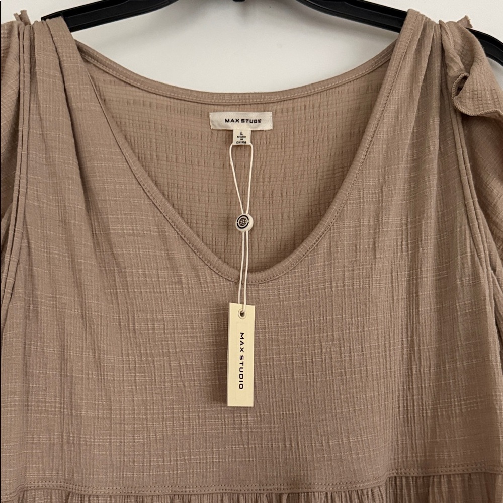 Max Studio Tan Ruffle Mini Dress - Picture 2 of 3